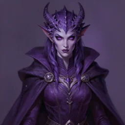 ferocious purple female dragonborn, wearing a cape, wizard robe, sinister and stylish, pronounced eyes, pretty, beautiful, dnd character art portrait, matte fantasy painting, deviantart artstation, by jason felix, by steve argyle, by tyler jacobson, by peter mohrbacher, cinema