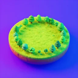 circular isometric island on neon background, isometric invironment, 3d art, isometric art, amazing detail, artstation, concept art, behance, ray tracing