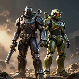 the doom slayer from doom combined with the master chief from halo