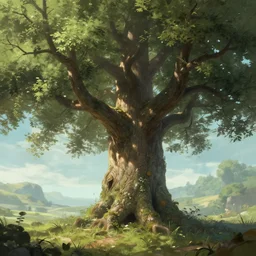 a tree as a dnd character fantasy art.