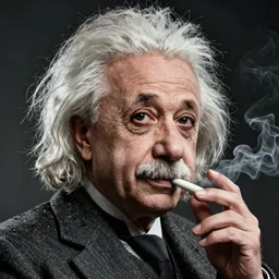 high quality portrait of albert Einstein smoking