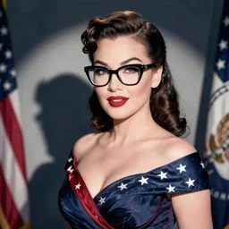 Bettie Page with glasses as president of USA