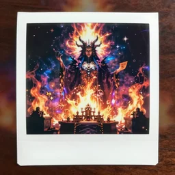 necro witch desire to summon the blinding god of cosmic pain, altar of evil shocking awe, hellfire iridescent flare bleeding colors glow, unreal engine, award winning photography, polaroid ritual