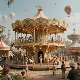 futuristic victorian carnival, retrofuturism, beautiful, highly detailed