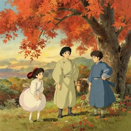 ming dynasty, autumn, in the style of studio ghibli, j. c. leyendecker, greg rutkowski, artem