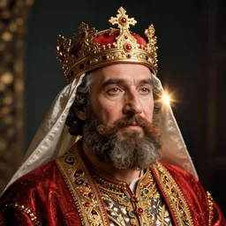 a portrait of a very humble king, volumetric light, sharp focus