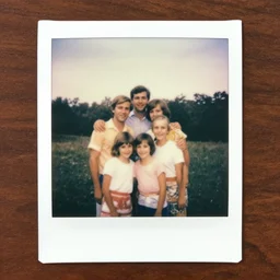 polaroid photo homemade photo of a family in the morning, august 1968, color photo, award winning