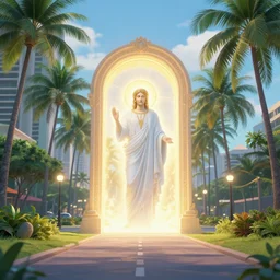 a holy glowing divine portal opening in dreamy kalakaua avenue in waikiki, a gateway to the world of leonardo da vinci renaissance athens multiversal realm, majestic, luxurious, higher being, amazed, art by peter mohrbacher, ilya kuvshinov, james jean, vincent di fate