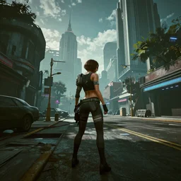 cyberpunk game unreal engine wide angle location female lead