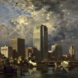 brooklyn heights, by canaletto [ wide painting ]