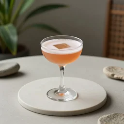 5 5 mm photo of round circular cocktail on a zen minimalist table with elegant houseplants in the background. highly detailed 8 k. intricate. lifelike. soft light. nikon d 8 5 0.