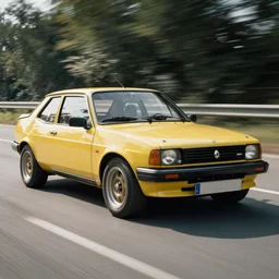 Renault sandero as vintage sport car, movie still, speed, cinematic Eastman 5384 film
