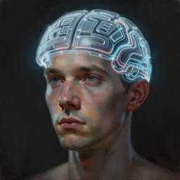 artificial intelligence dreaming of artificial intelligence dreaming. close - up portrait digital painting by ralph macquarrie detailed unreal engine 4 k dark contrast light cold colors