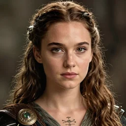 young natalie portman, battle warrior, lord of the rings, tattoos, decorative ornaments, greg rutkowski, perfect face, fine details, realistic shading, photorealism