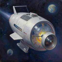a time machine transporting the viewer through space and time, oil on canvas, trending on artstation