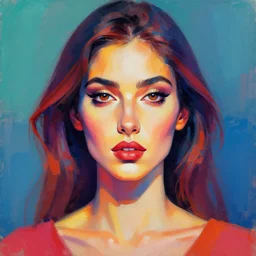portrait of a woman, symmetric, vibrant, digital painted art by irakli nadar