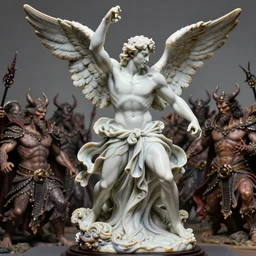 high intricate porcelain baroque angelic handsome full body muscular male warrior fighting the army of the demon lord, 8 k, hyperrealistic hyperdetailed maria panfilova, andrea savchenko, mike kime, ludovic plouffe, qi sheng luo, oliver cook, trending on artstation