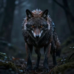 werewolf hidden in the dark. higly detailed. unreal engine 5