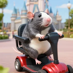 a morbidly obese rat!!!!!!!!!!!!!!!!!!!!!!!!!!!!!!!!!!!!!!!!!!!!!! riding a mobility scooter at disneyworld, rat!!!!!!!!!!!, photo