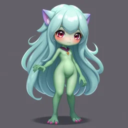 full body portrait of anthropomorphic slime anime girl waifu