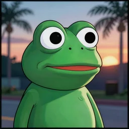 portrait of pepe the frog in summer dawn, in comic style by matt furie, positive atmosphere, cool vibes, bao phan, deep depth field, masterpiece, cinematic composition, hyper - detailed, hd, hdr