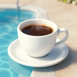 a pool in the shape of a cup of coffie
