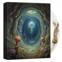 fantasy oil painting, portal to hidden underground place with microscopic magic world, art by brothers hildebrandt, book cover illustration, sharp focus, extremely detailed