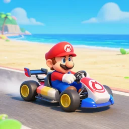 mario kart at normandy beach, 1 9 4 5, ingame screenshot, highly detailed