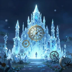 clockwork garden of the ice crystal palace. award - winning 3 d anime by an indie studio, heavily stylized, rimlighting, depth of field, limited palette, impressionism, chiaroscuro, bokeh.