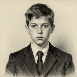 charcoal drawing portrait of a boy with black suit by edward hopper and james gilleard, zdzislaw beksinski, mark ryden, wolfgang lettl highly detailed, hints of yayoi kasuma, detailed, high contrast, enchanting, trending on artstation.