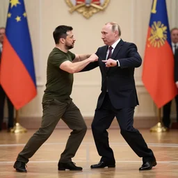 zelensky and putin dancing, trending on art station