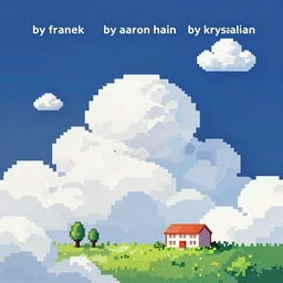 landscape, cloud, sky, pixelart style, building, by franek, by aaron hain, by kryssalian, - n 4