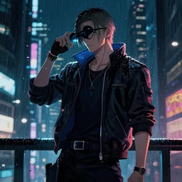 nick wilde in cyberpunk tokyo, nighttime, rain, digital art, trending on artstation