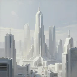 painting by eytan zana, cyberpunk city, pristine, white, metallic, beautiful
