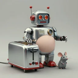 ( ( ( ( ( 1 9 5 0 s retro future android robot fat robot toaster mouse wagon. muted colors., ) ) ) ) ) by jean - baptiste monge,!!!!!!!!!!!!!!!!!!!!!!!!! chrome red