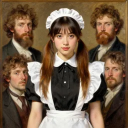 orientalism portrait of a cute young woman with twin tails in maid uniform by Edwin Longsden Long and Theodore Ralli and Nasreddine Dinet and Adam Styk masterful intricate artwork