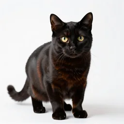 colorful black cat, photorealistic wildlife photography, full body, isolated on a pure white background, centered, entire subject in frame, sharp focus, soft studio lighting