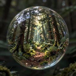 miniature magic lsd dmt trip forest in a magic sphere