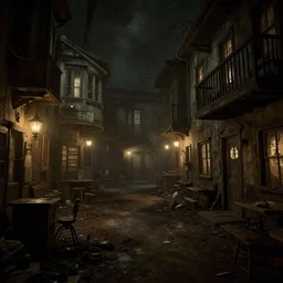this place is truly horrid and the atmosphere is stuffy the town lights are flickering and the place looks horrible, trending on artstation,