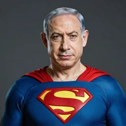 photo of superman with the face of benjamin netanyahu, professional photography, studio lighting