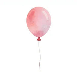 minimalist watercolor colorful birthday balloon on blank all white background, illustration, vector art