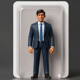 rishi sunak action figure, figurine, product photo, realistic