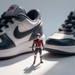 A tiny miniature figure of Antman next to a sneaker
