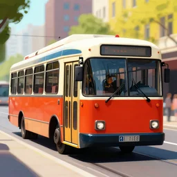 trolleybus, ferdinand knab, vivid colors, artstation