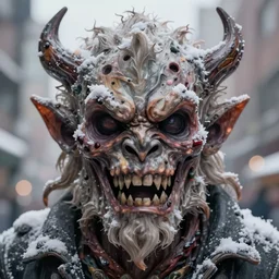 incredibly realistic, too detailed closeup headshot of a caricature of the rotting beast of winter personified, centered portrait, octane render, bump mapping, global illumination, unreal engine 5, 8 k, bokeh, d & d digital art, mark ryden, rob gonsalves