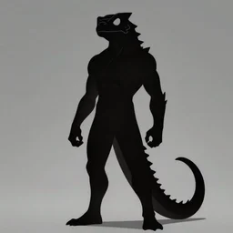 silhouette of a mutant lizard man, anime