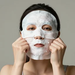 a woman removes her face, takes of face, removes face mask, pulls down face, by mike davis,