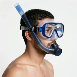 a profile photo of a egyptian man with a diving oxygen mask with side profile blood in ocean intricate details by MARVEL comics and Sandra Chevrier-C