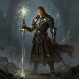 fantasy male character, magic, medieval, atmospheric, sorcery, long sword, artstation