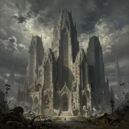 a city of archologies in the style of Dystopian gothic surrealism painting